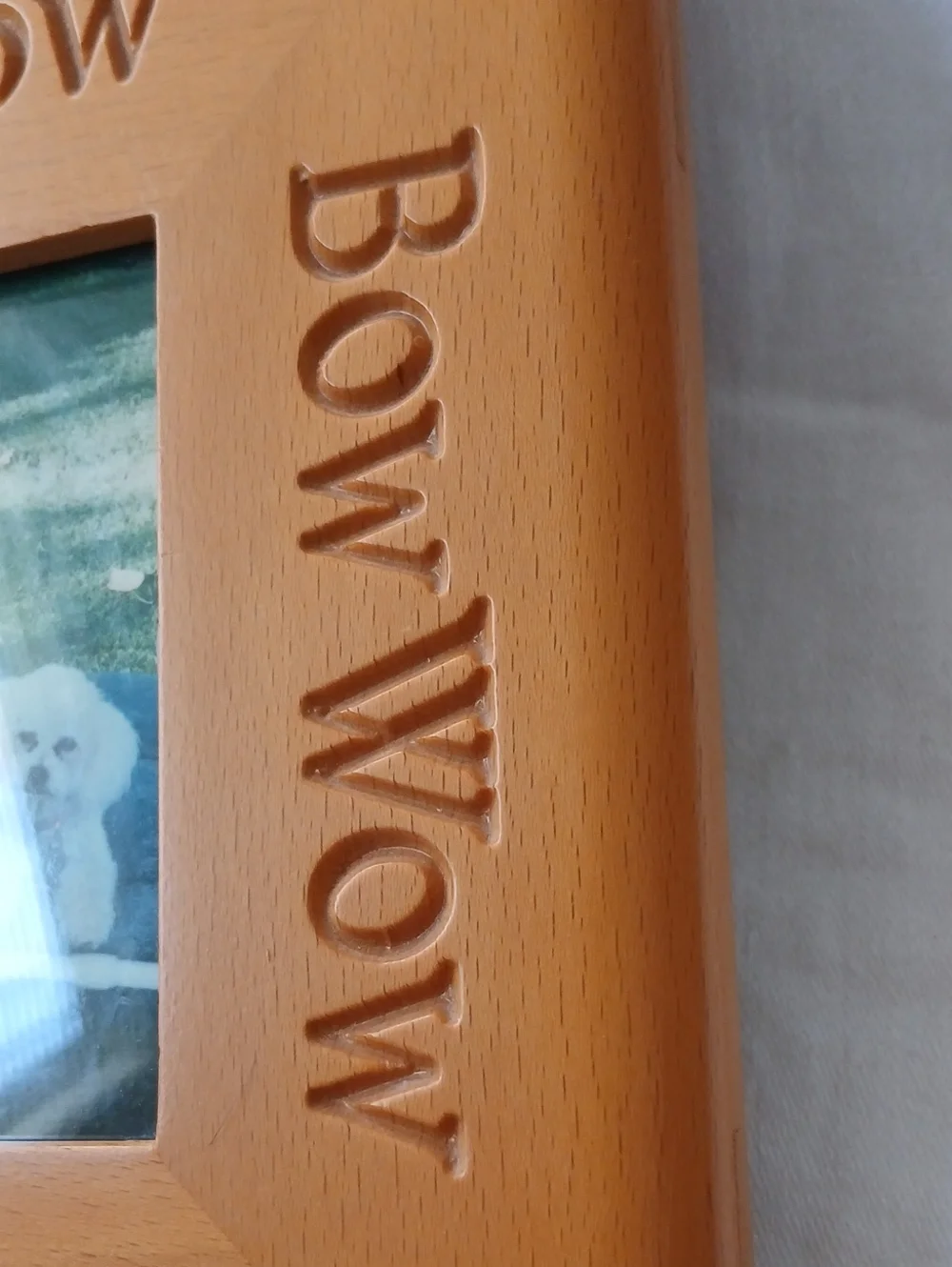 Bow Wow Picture Frame Square 6.5” Solid Wood Dog Pet Best Friend